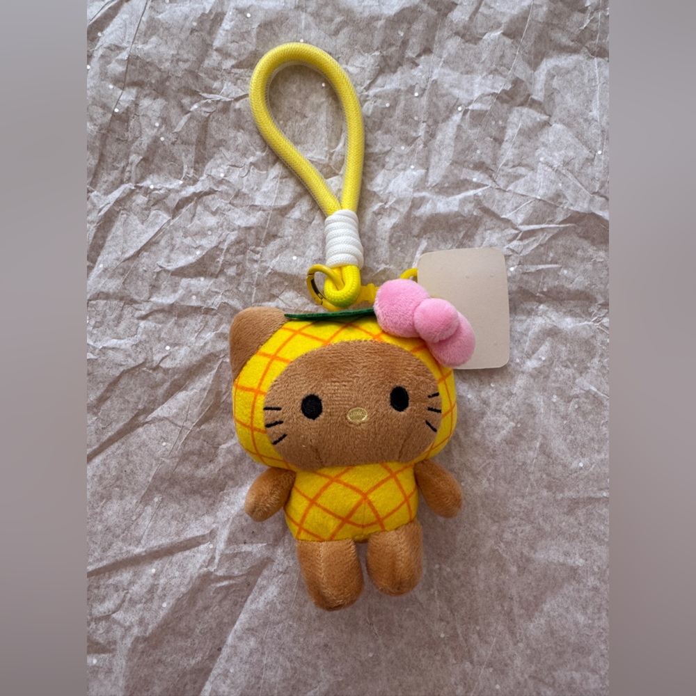 Hello Kitty Pineapple Plush Bag Charm Keychain